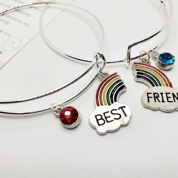 Silver Best Friend Set of 2 Charm Bracelets, Best Friend Gifts - Picture 5 of 12